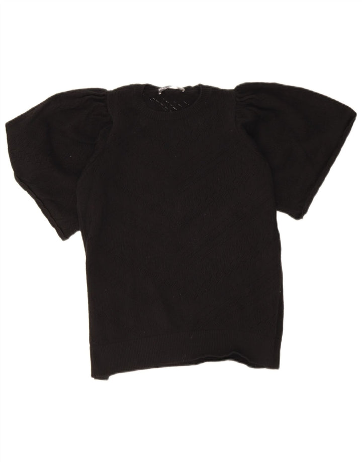 Marks & Spencer Damen-Pullover mit Rundhalsausschnitt, Gr. 10, Größe S, Schwarz, geometrisch