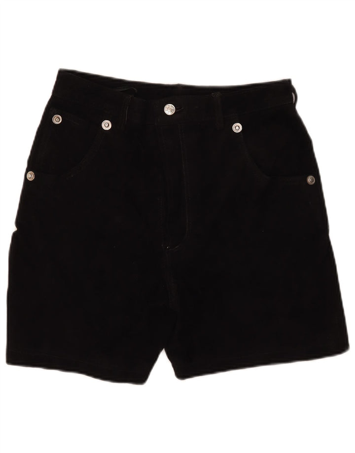 Vintage Damen Wildleder Casual Shorts W30 Mittelschwarzes Leder