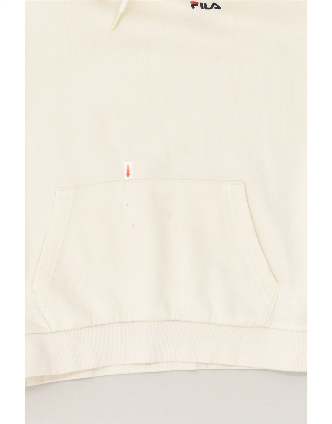 FILA Womens Hoodie Jumper UK 4 XS Off White Cotton | Vintage Fila | Thrift | Second-Hand Fila | Used Clothing | Messina Hembry 