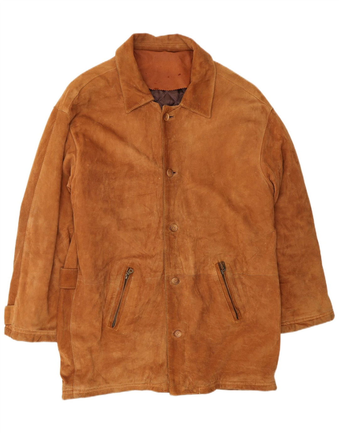 VINTAGE Herren Wildlederjacke IT 52 XL Beige Leder