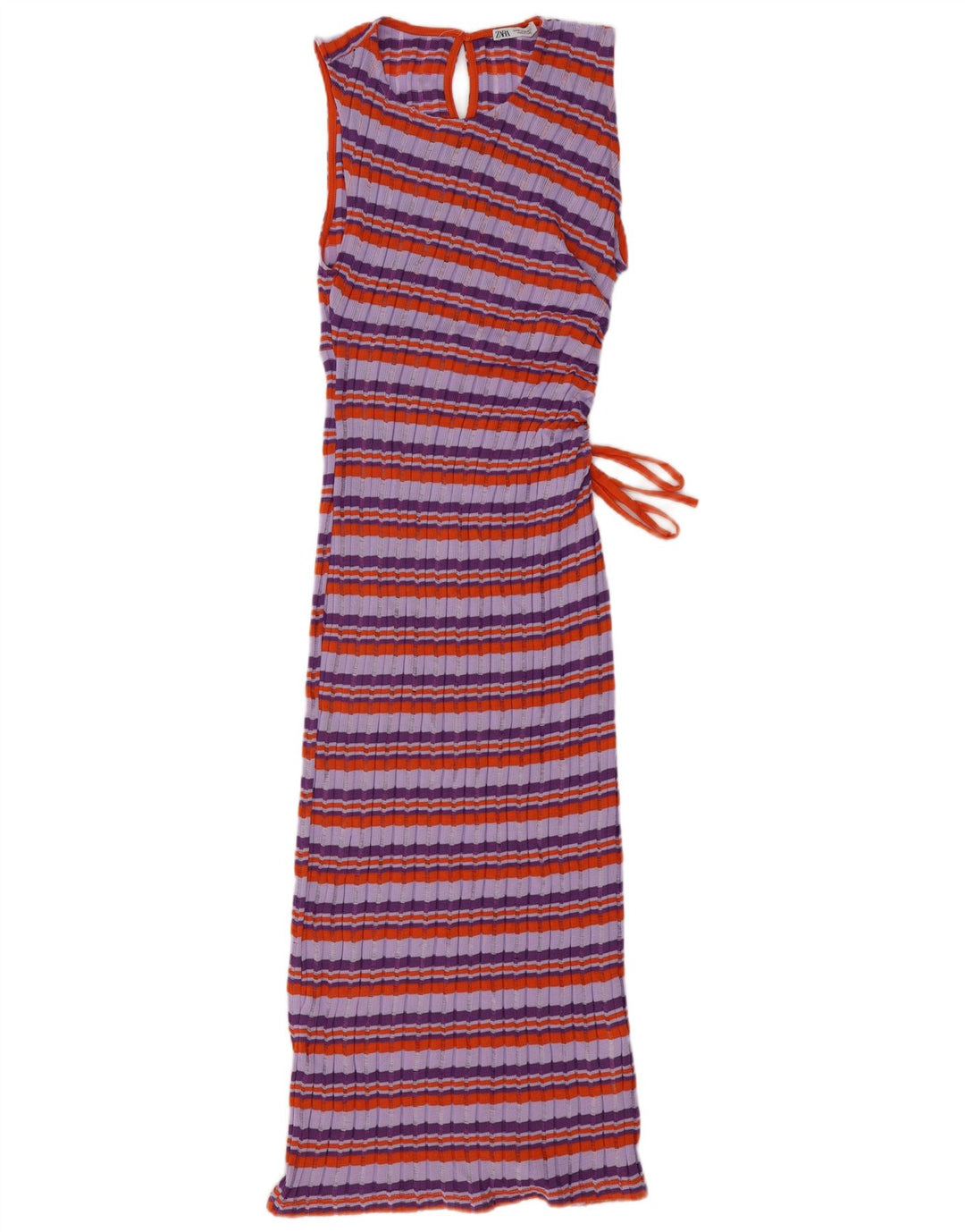 Ärmelloses Pulloverkleid für Damen von ZARA, UK 12, Mittelviolett, gestreift, Polyester