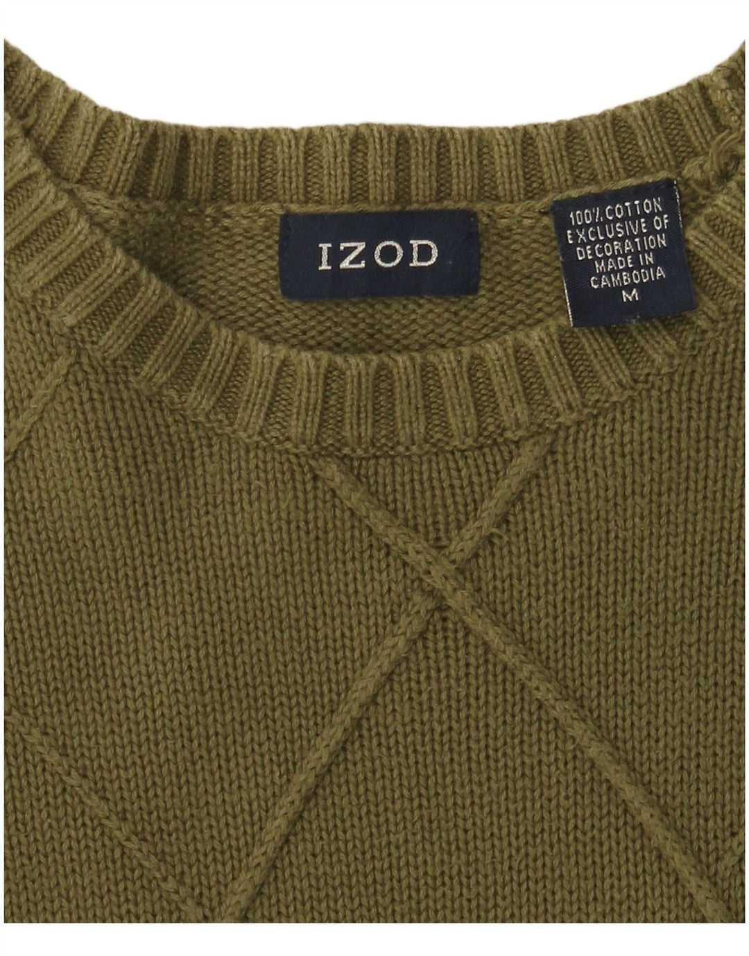 IZOD Herren-Pullover mit U-Boot-Ausschnitt, mittlere Khaki-Baumwolle
