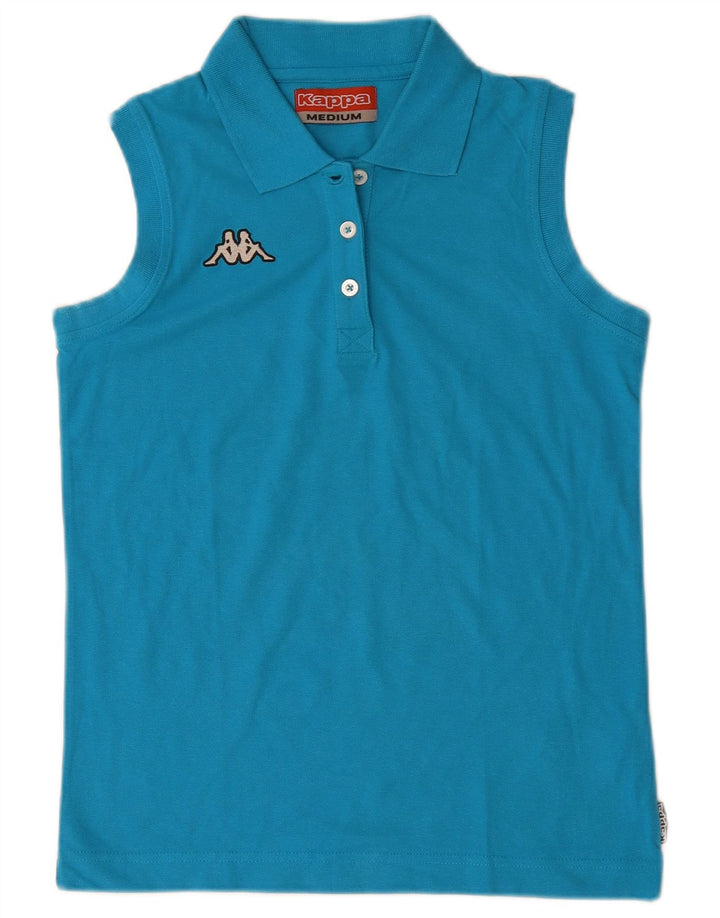 Kappa Damen Ärmelloses Poloshirt UK 12 Mittelblaue Baumwolle