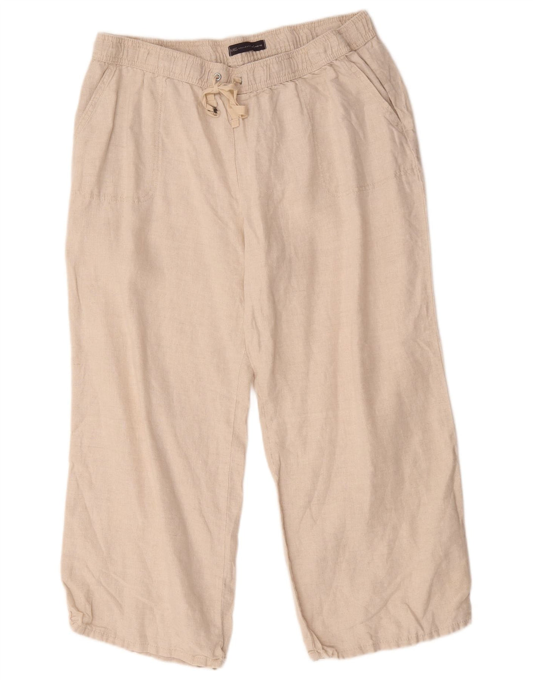 Marks & Spencer Damen-Hose mit weitem Bein, kurz geschnitten, W40, L26, Beige