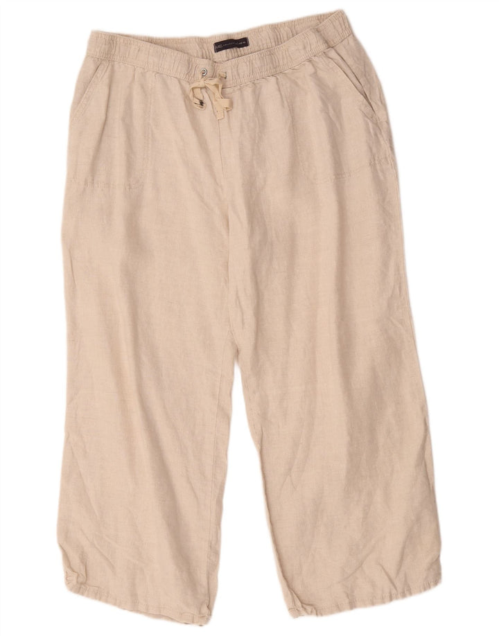 Marks & Spencer Damen-Hose mit weitem Bein, kurz geschnitten, W40, L26, Beige