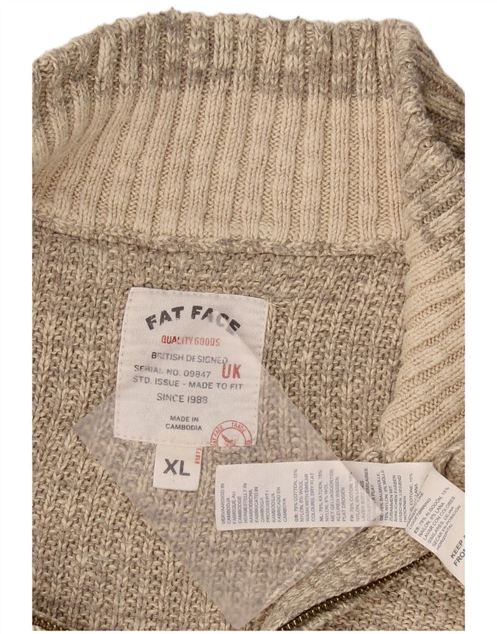 FAT FACE Herren-Pullover mit Reißverschluss, XL, graue Baumwolle