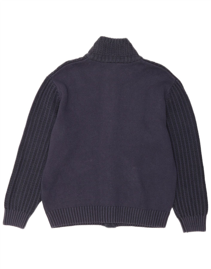 Vintage Herren Cardigan Pullover UK 40 Medium Navy Blue Baumwolle