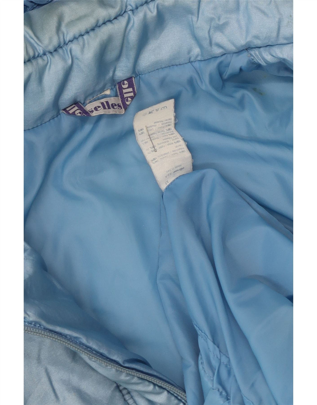 Ellesse wattierte Herrenjacke mit Kapuze, UK 38, mittelblaues Colourblock-Nylon