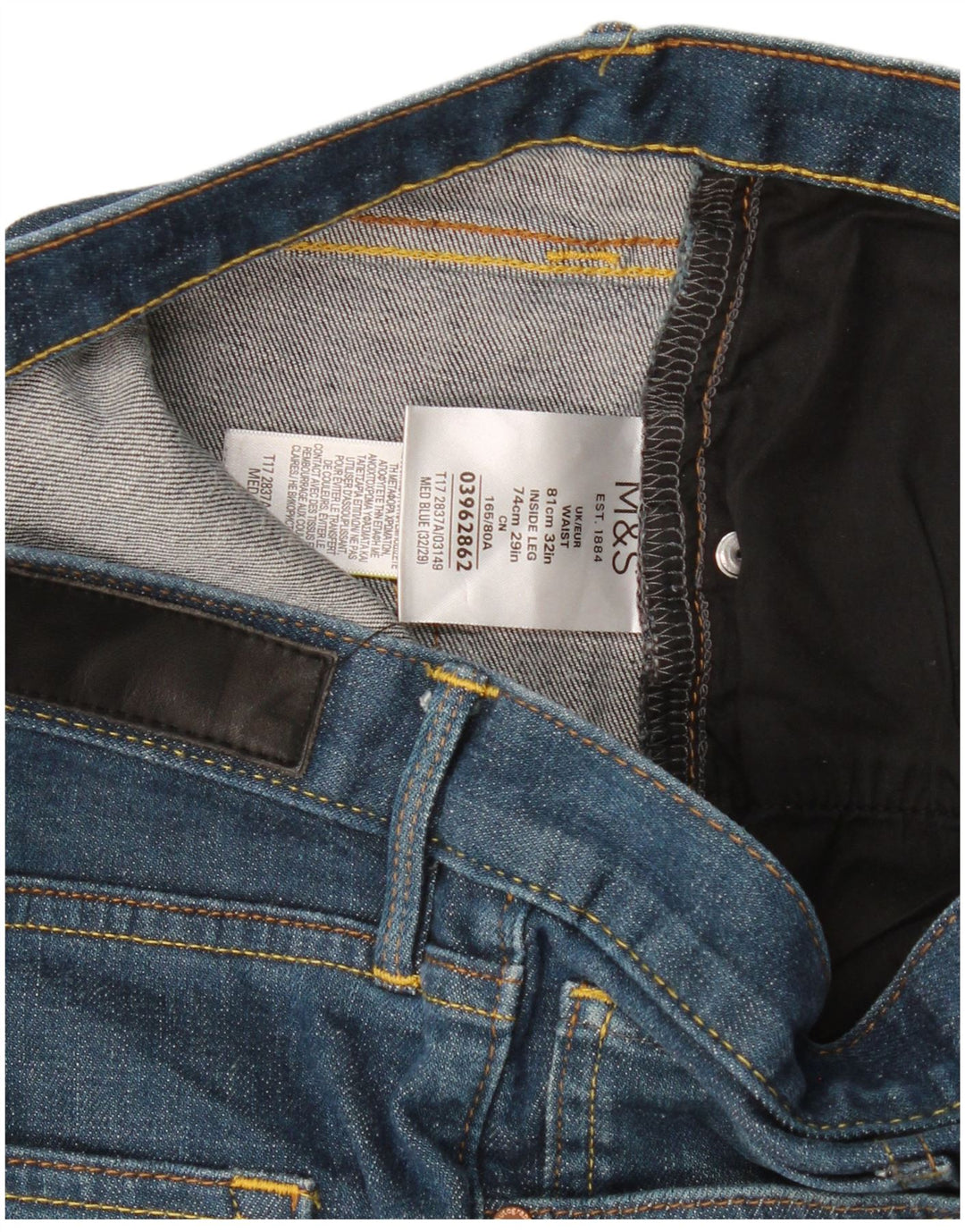 Marks & Spencer Herren Autograph Straight Jeans W32 L29 Blaue Baumwolle
