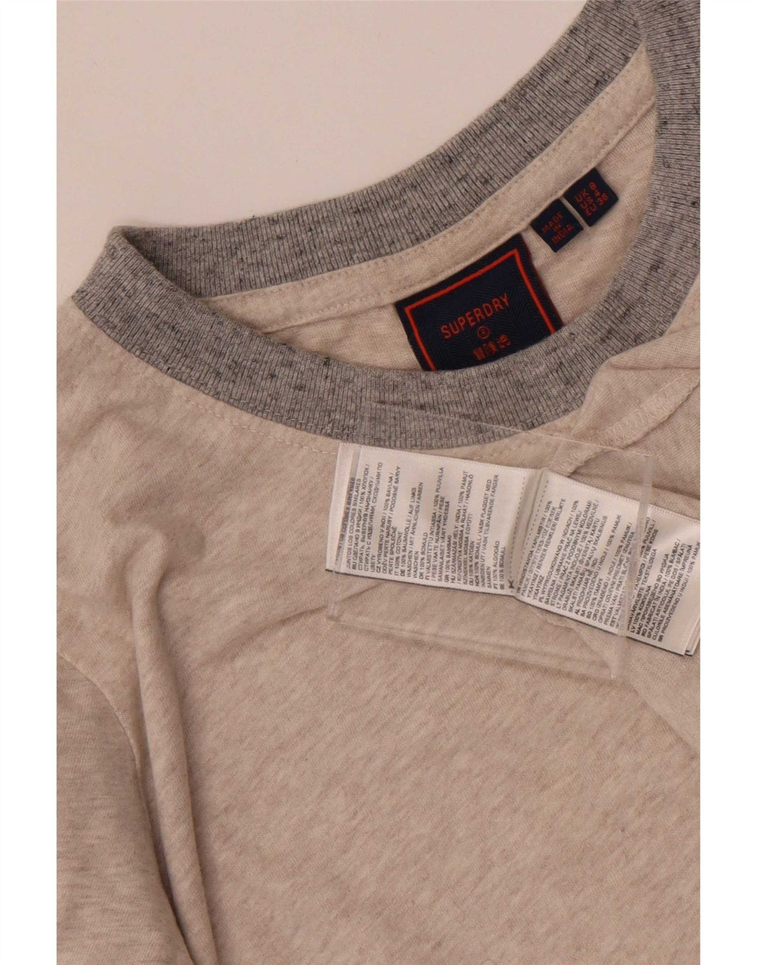Superdry Damen T-Shirt Top UK 8 Small Grau Baumwolle