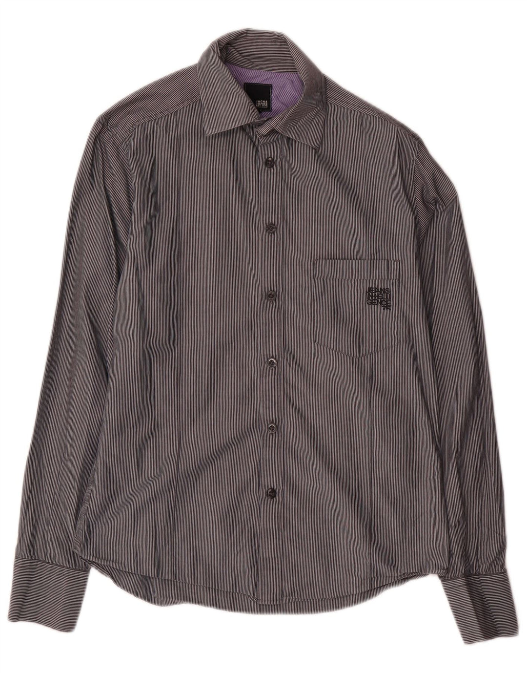 JACK & JONES Herrenhemd Kleine graue Nadelstreifen-Baumwolle