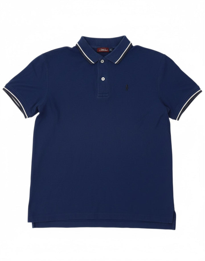 MARLBORO CLASSICS Mens Polo Shirt Medium Navy Blue Cotton