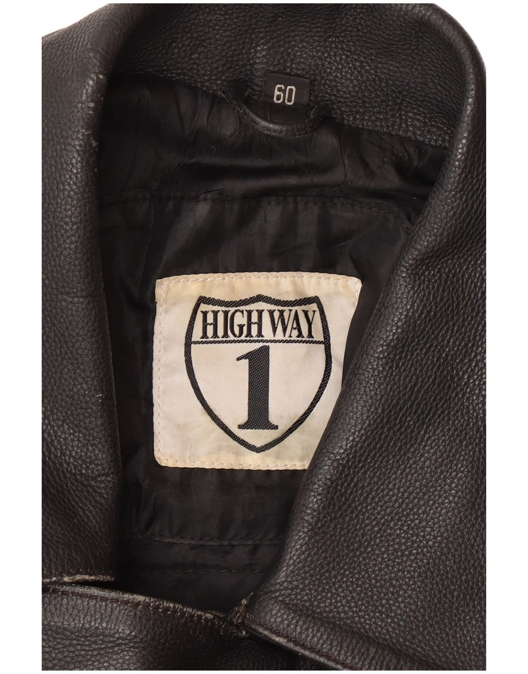 Highway 1 Herren-Leder-Bikerjacke, Größe 60 4XL, schwarzes Leder