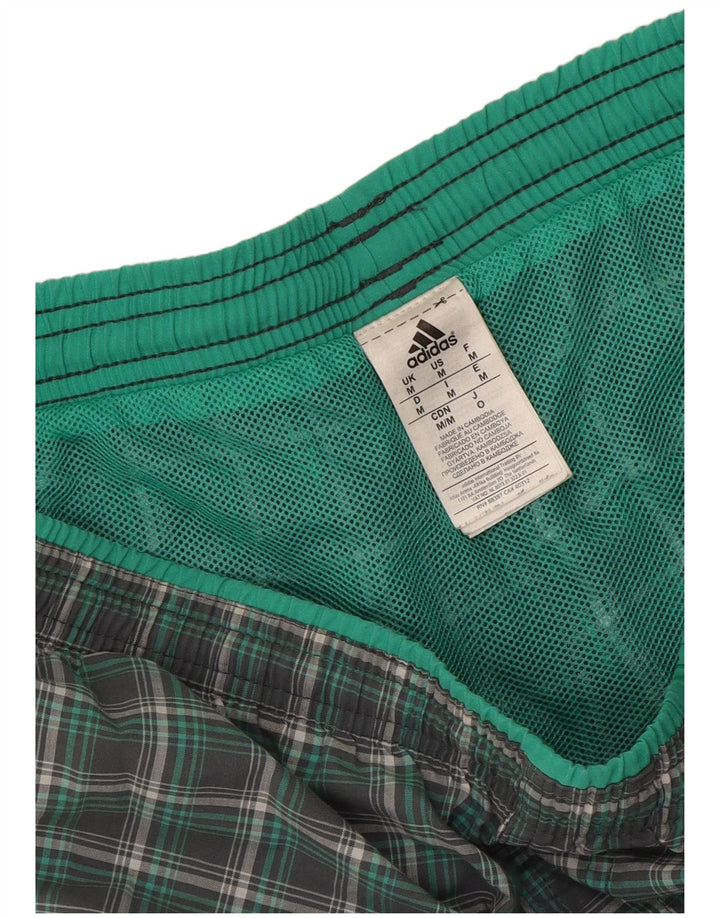 Adidas Herren-Badeshorts, mittelgrün, kariert, Polyester