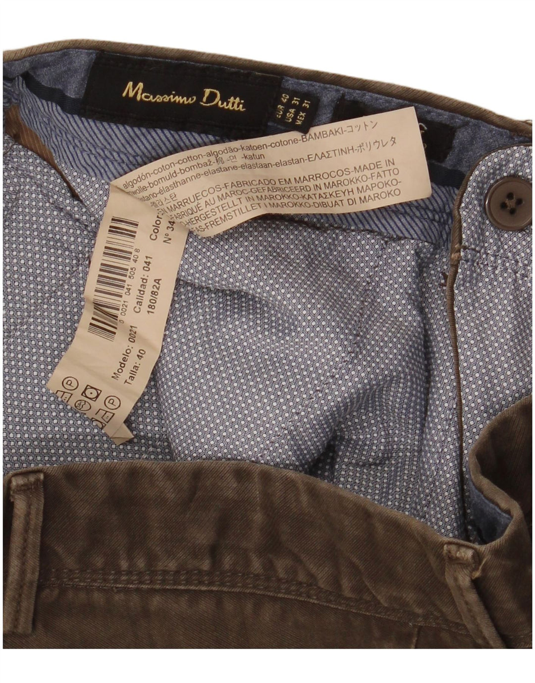 MASSIMO DUTTI Herren gerade Chinohose EU 40 Medium W31 L32 Braun