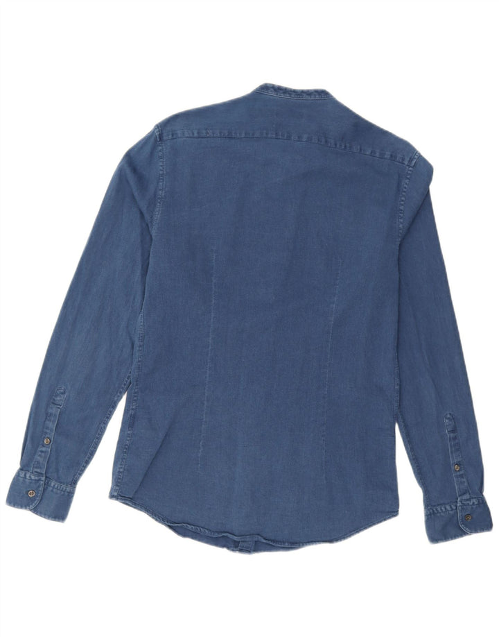 Reiss Herren-Slim-Fit-Hemd aus mittelblauer Baumwolle
