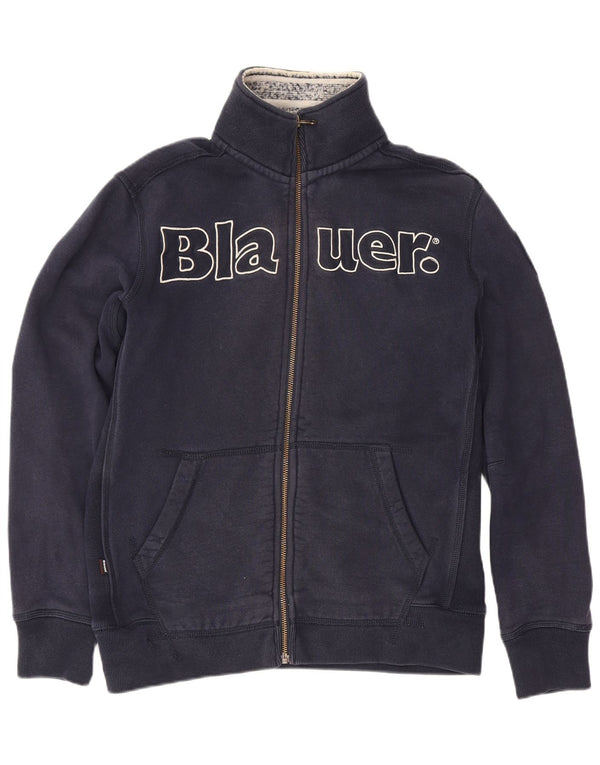 Blauer Damen-Trainingsanzugoberteil mit Grafik, UK 14, Größe L, Marineblau, Baumwolle