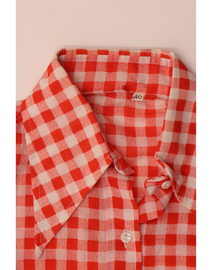 Vintage Damen Kurzarmshirt EU 40 Mittelrotes Gingham