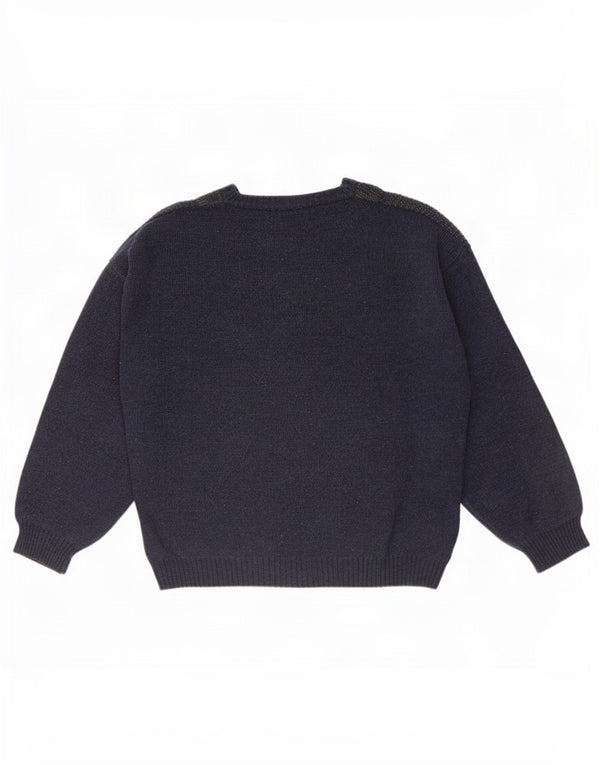 Hajo Herren-Pullover mit V-Ausschnitt, groß, marineblau, geometrisches Acryl