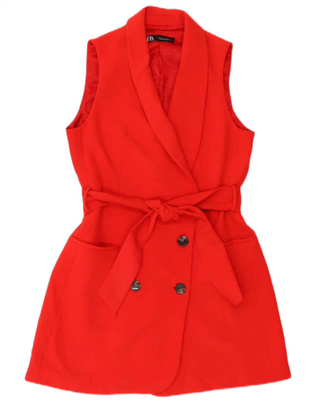 Zweireihige Longline-Weste von Zara für Damen, UK 10, Größe S, Rot, Polyester