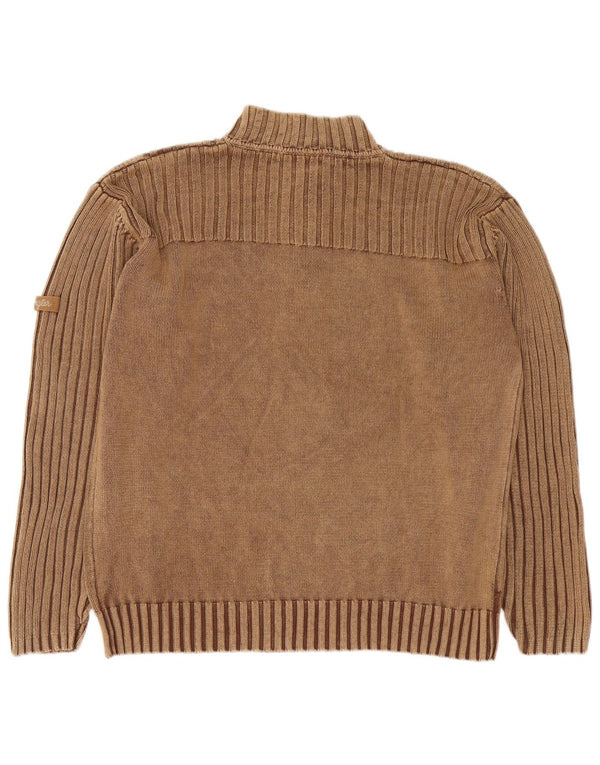 Wrangler Herren-Pullover mit Reißverschluss am Hals, XL, braune Baumwolle