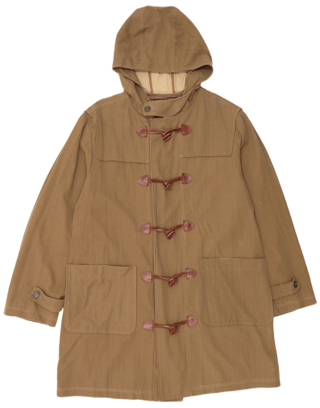 Les Copains Herren-Dufflecoat mit Kapuze, IT 50, große braune Wolle