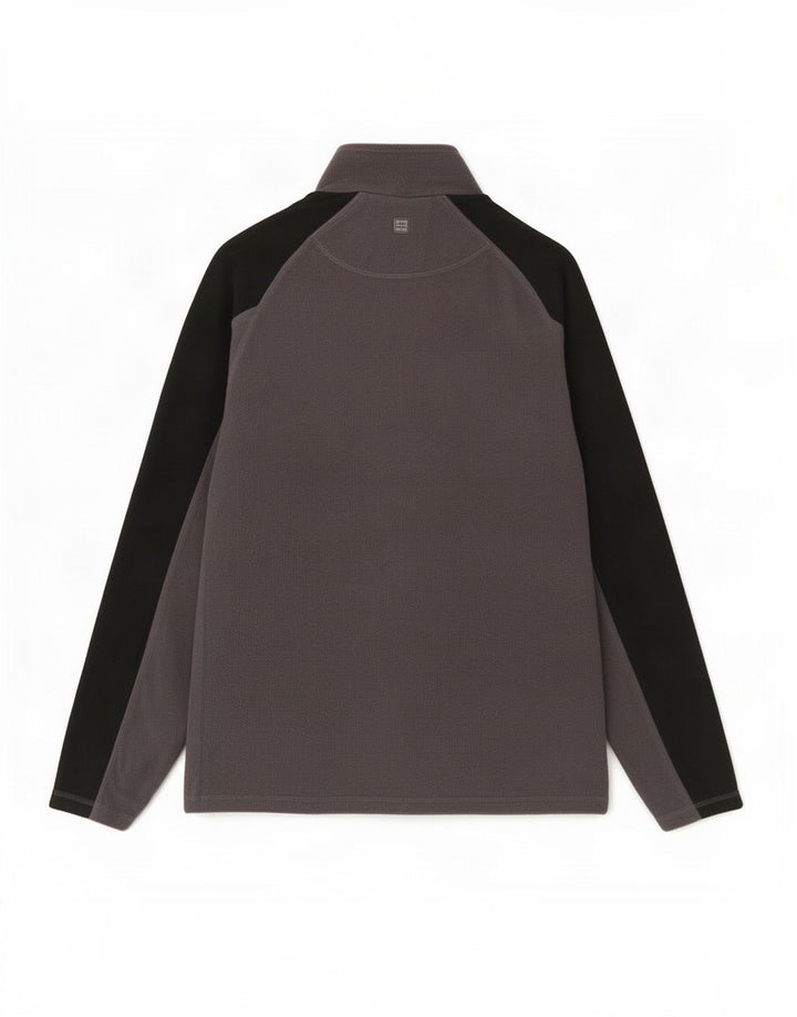 Mountain Warehouse Herren-Fleecepullover mit Reißverschluss am Kragen, Mittelgrau, Farbblock