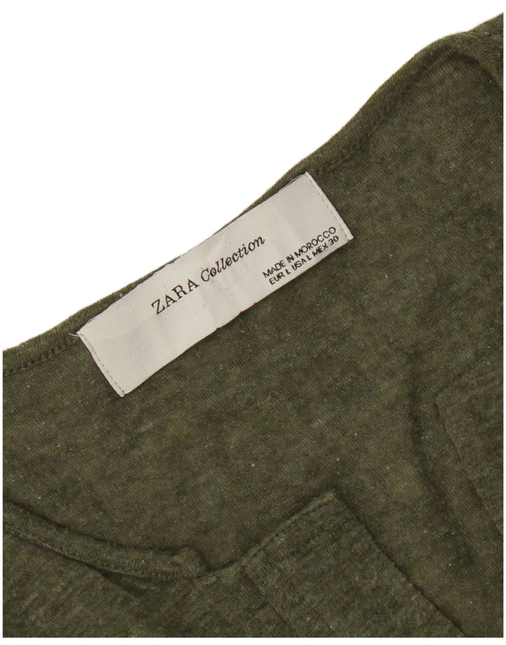 Zara Damen Top Langarm UK 16 Large Grün meliert
