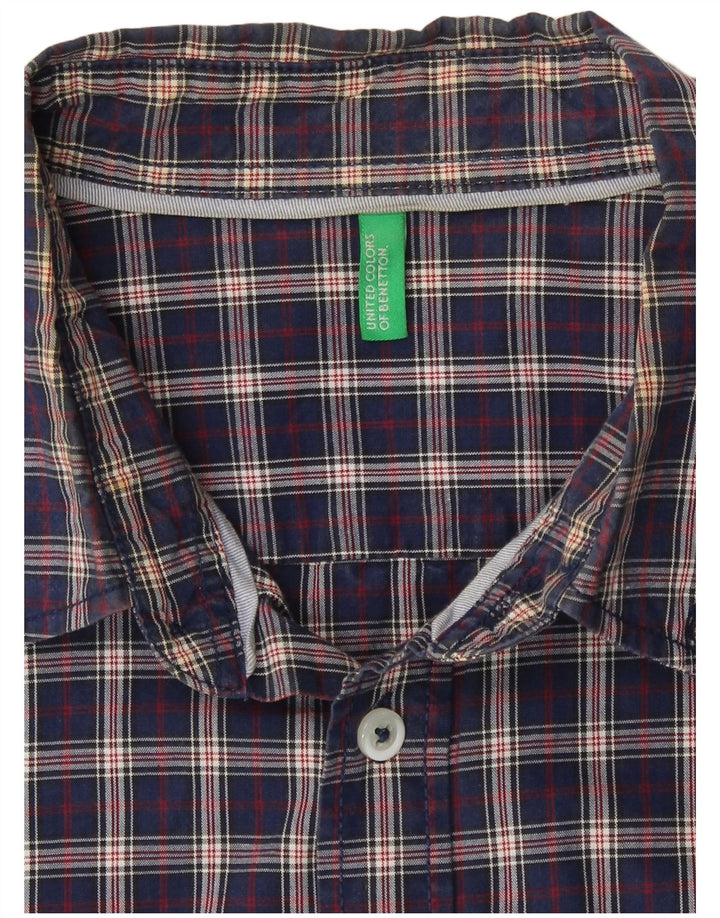 Benetton Herrenhemd Medium Marineblau kariert