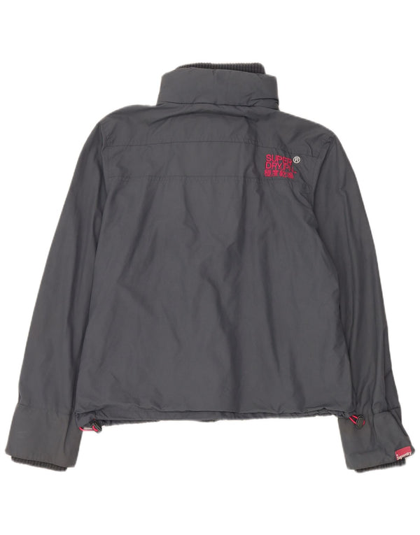 Superdry Damen Windcheater Regenjacke UK 42 XL Graues Nylon