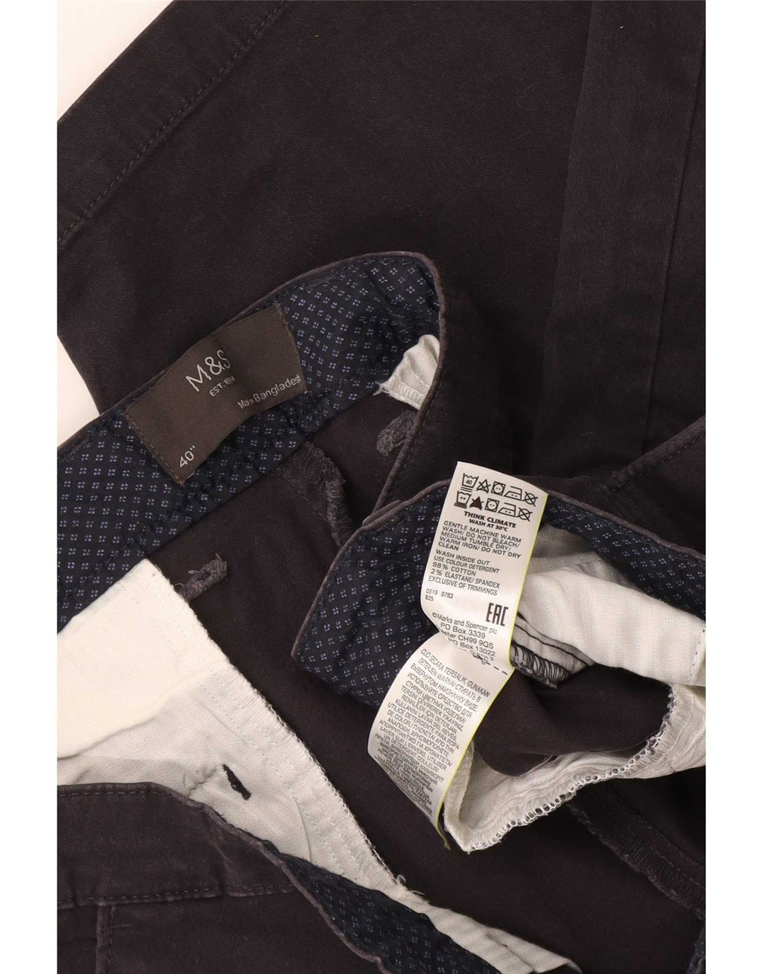 Marks & Spencer Herren Chinoshorts W40 XL Schwarz Baumwolle