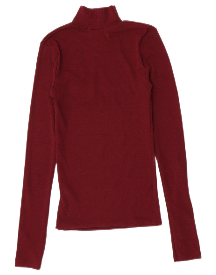 Topshop Damen Durchsichtiges Crop Top Langarm UK 6 XS Kastanienbraunes Polyester