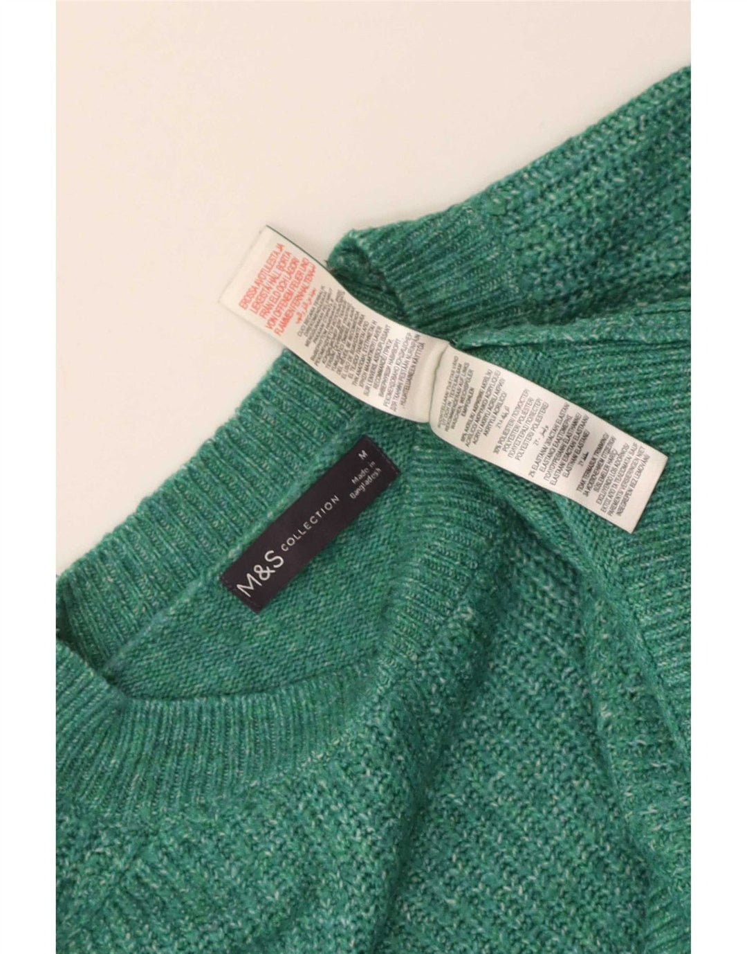 Marks & Spencer Damen-Pullover mit Rundhalsausschnitt, Gr. 14, Mittelgrün meliert
