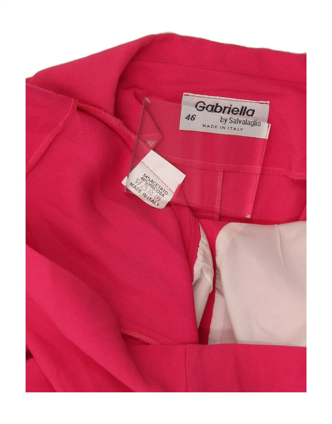 VINTAGE Womens 1 Button 3/4 Sleeve Blazer Jacket IT 46 Large Pink Acetate Vintage Vintage and Second-Hand Vintage from Messina Hembry 