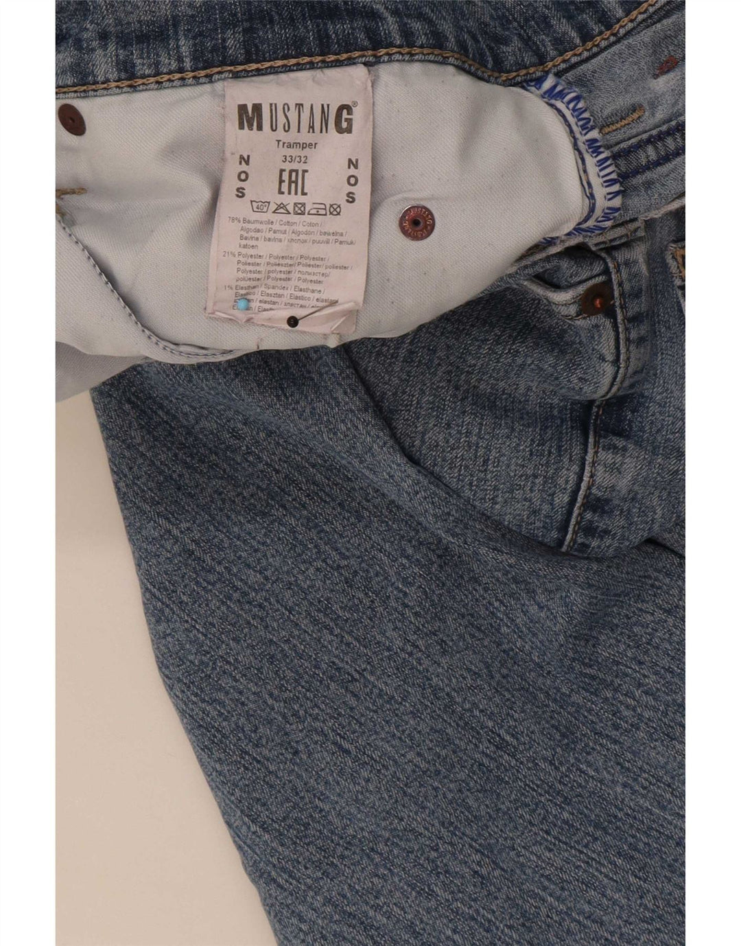 Mustang Herren Tramper Straight Jeans W33 L32 Blaue Baumwolle