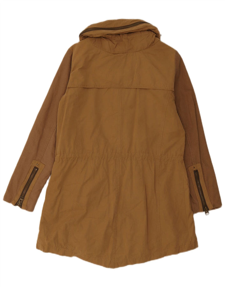 Zara Damen Parka Jacke UK 10 Small Braune Baumwolle