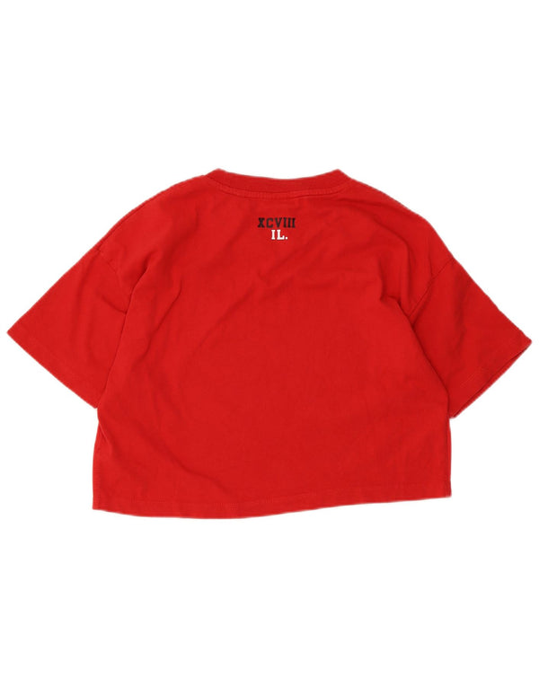 Superdry Damen Crop Graphic T-Shirt Top UK 10 Small Rot Baumwolle