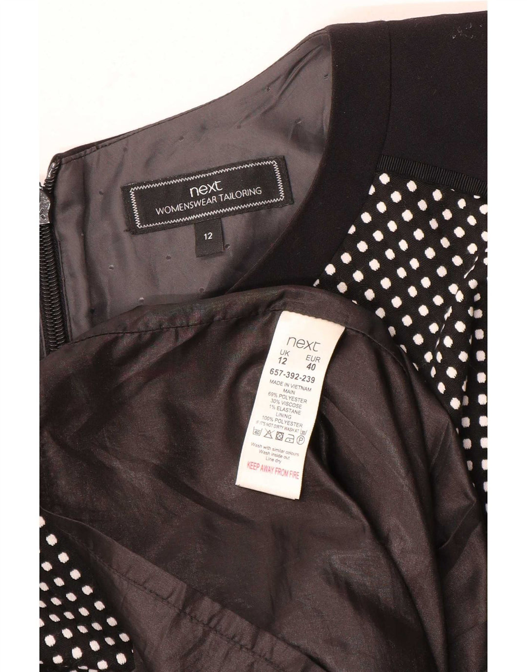 Next Ärmelloses A-Linien-Kleid für Damen, UK 12, Mittelschwarz geflecktes Polyester