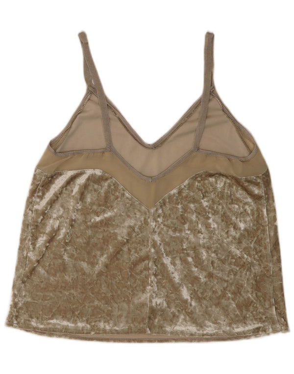 Zara Womens Crop Velvet Cami Top UK 12 Medium Beige