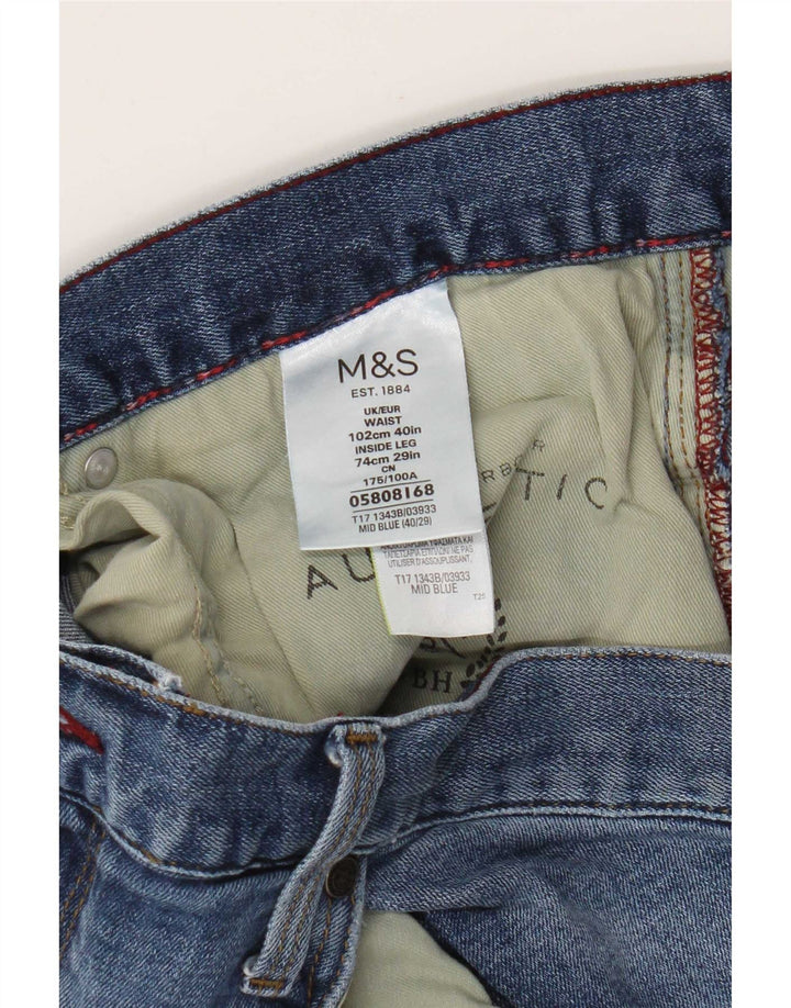 Marks & Spencer Herren Straight Jeans W40 L29 Blaue Baumwolle