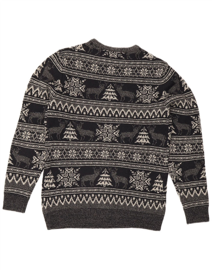 Cedarwood State Herren-Pullover mit Rundhalsausschnitt, Mittelgrau, Fair Isle