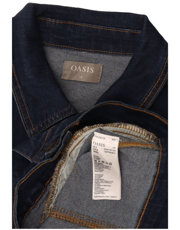 OASIS Damen Crop Denim Jacke UK 12 Medium Marineblau Baumwolle