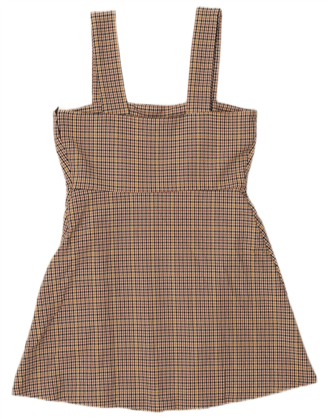 ZARA Damen Pinafore-Kleid UK 12 Mittelbraunes Hahnentritt-Polyester