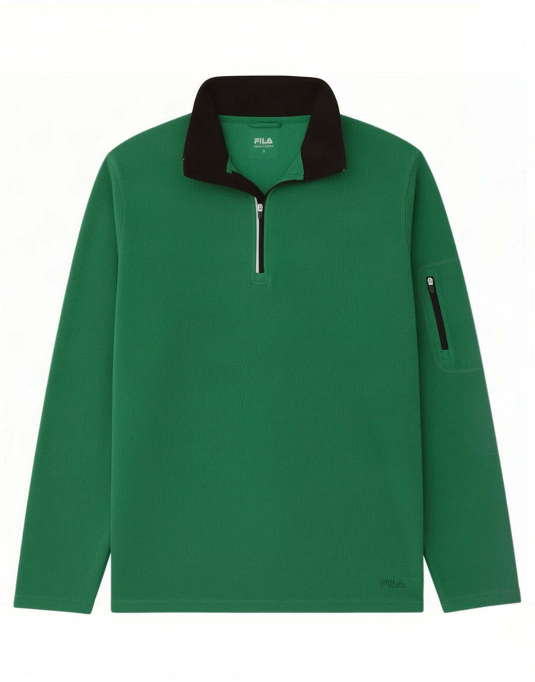 Fila Herren-Fleecepullover mit Reißverschluss am Hals, mittelgrünes Polyester