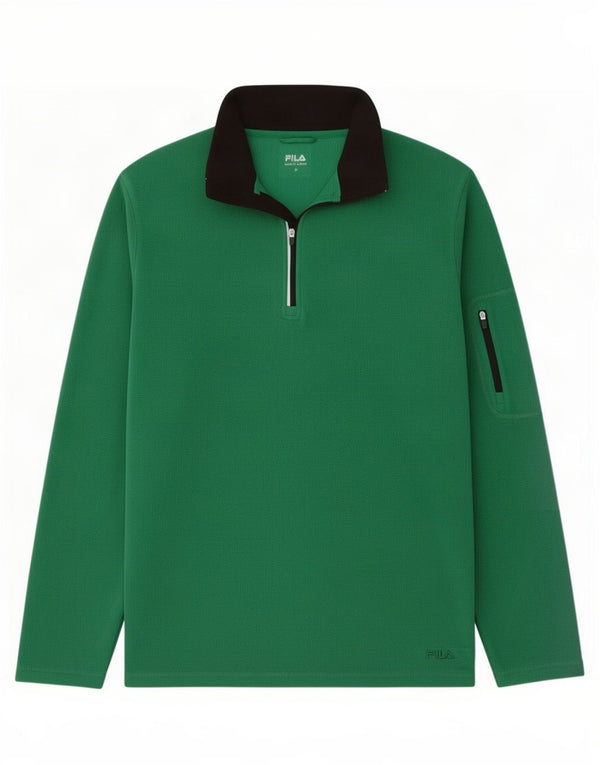 Fila Mens Zip Neck Fleece Jumper Medium Green Polyester