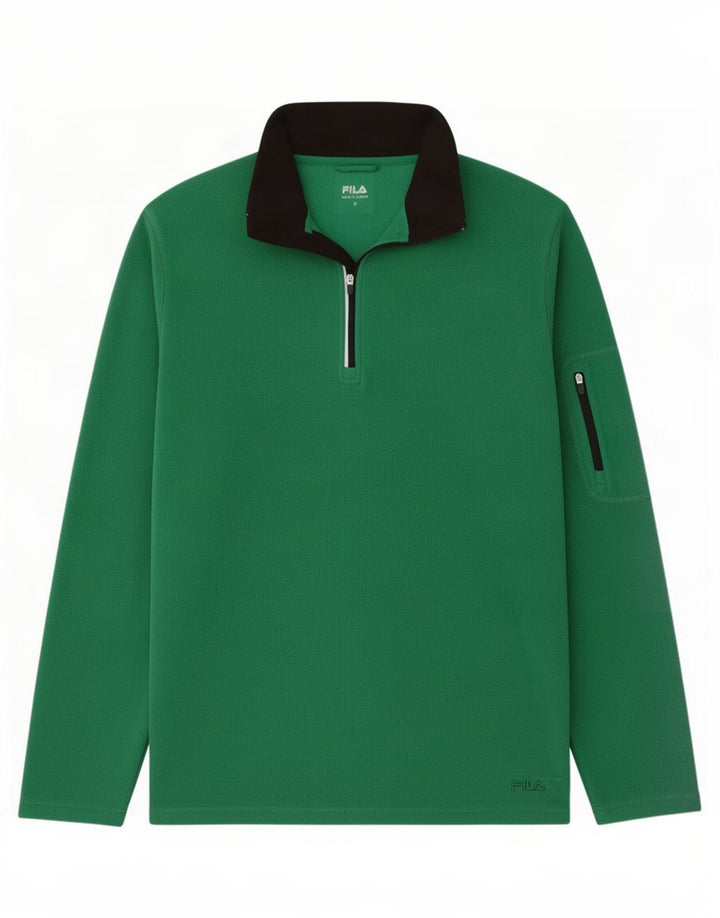 Fila Herren-Fleecepullover mit Reißverschluss am Hals, mittelgrünes Polyester