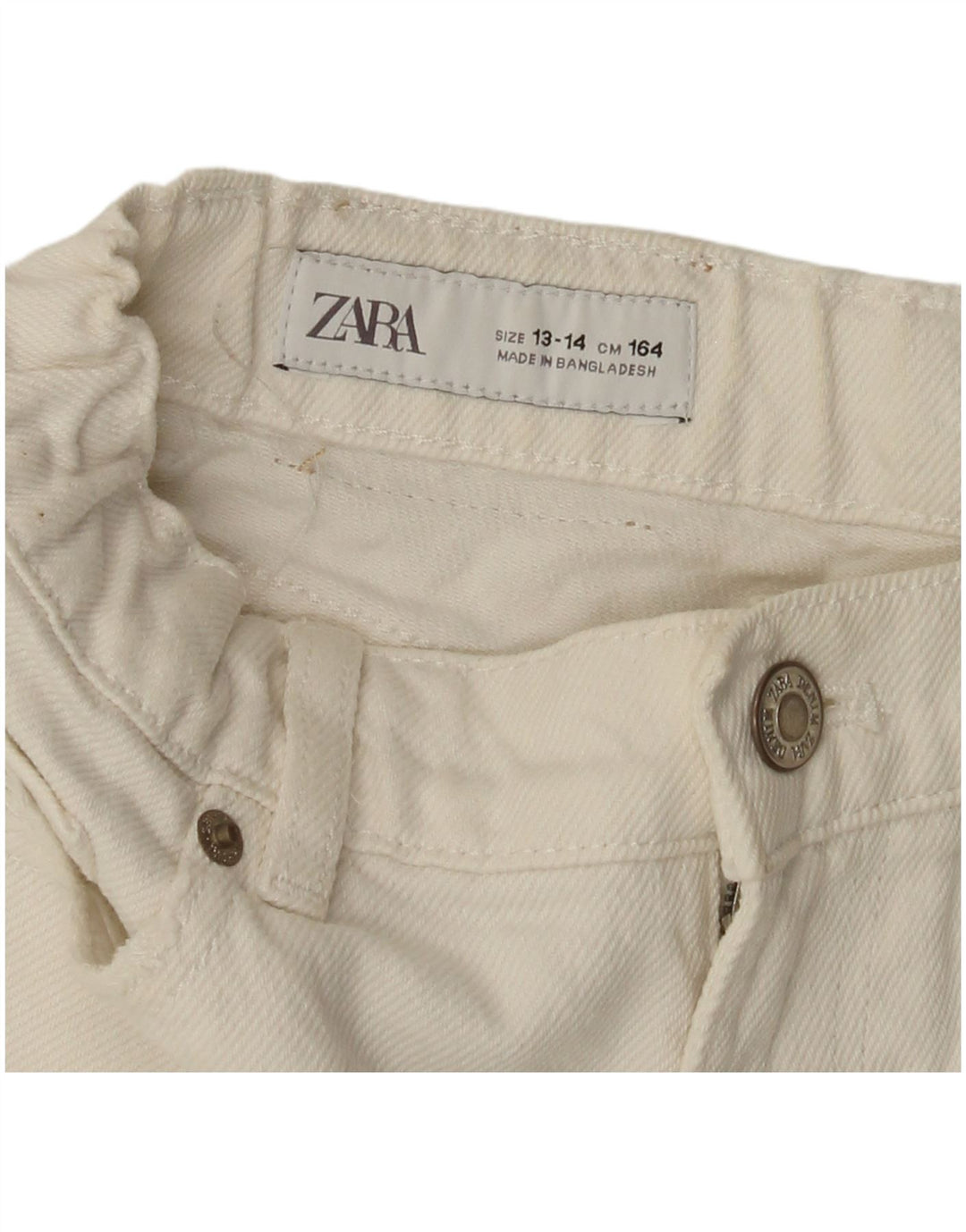 ZARA Jeansshorts im Used-Look für Mädchen, 13–14 Jahre, W26, gebrochenes Weiß