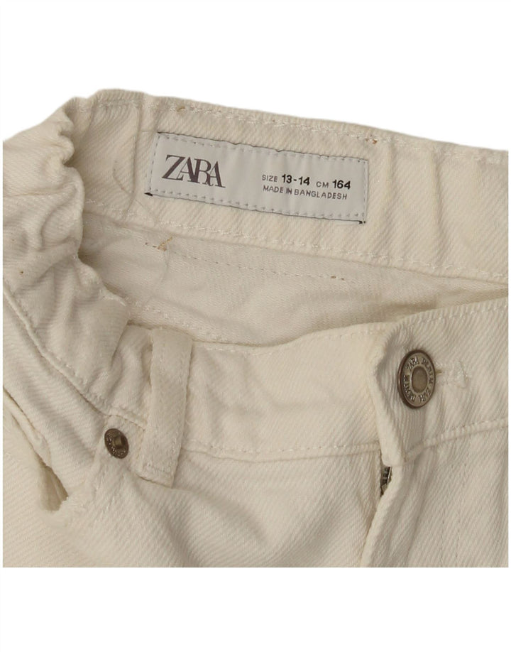 ZARA Jeansshorts im Used-Look für Mädchen, 13–14 Jahre, W26, gebrochenes Weiß