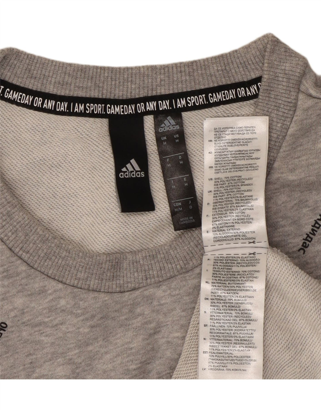 ADIDAS Herren Grafik-Sweatshirt-Pullover aus mittelgrauer Baumwolle