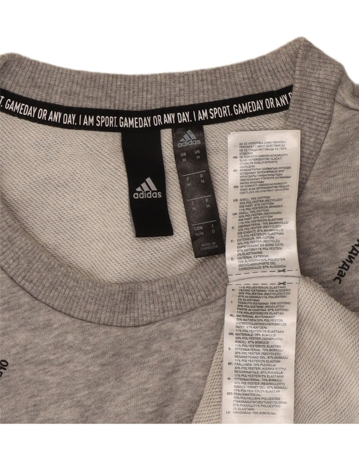 ADIDAS Herren Grafik-Sweatshirt-Pullover aus mittelgrauer Baumwolle